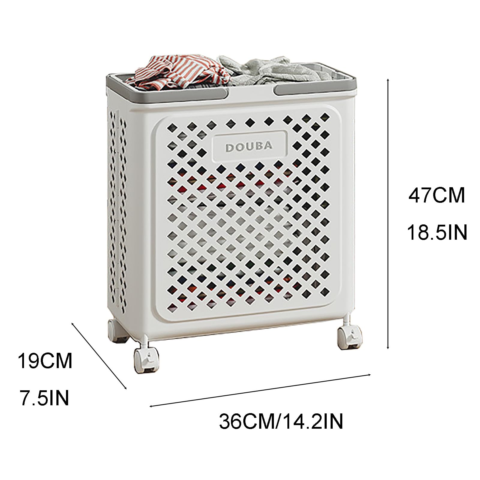 image_2 Slim Foldable Laundry Basket with Wheels and Handles - Image 6