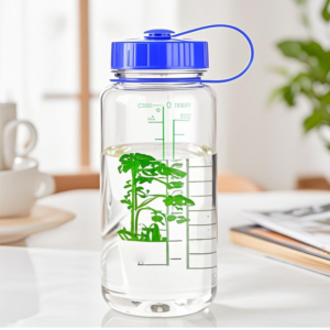 large capacity water bottle with carry loop food grade leak proof plastic bottle for travel, sports, and outdoor use, gray