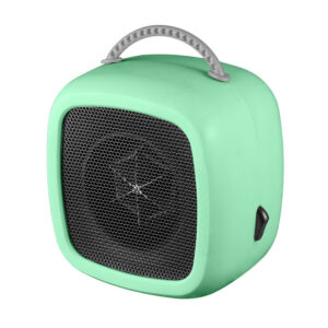 portable mini electric space heater, 2 second fast heating, quiet brushless motor, 2 heat settings, overheat protection, ideal for desk, office, bedroom
