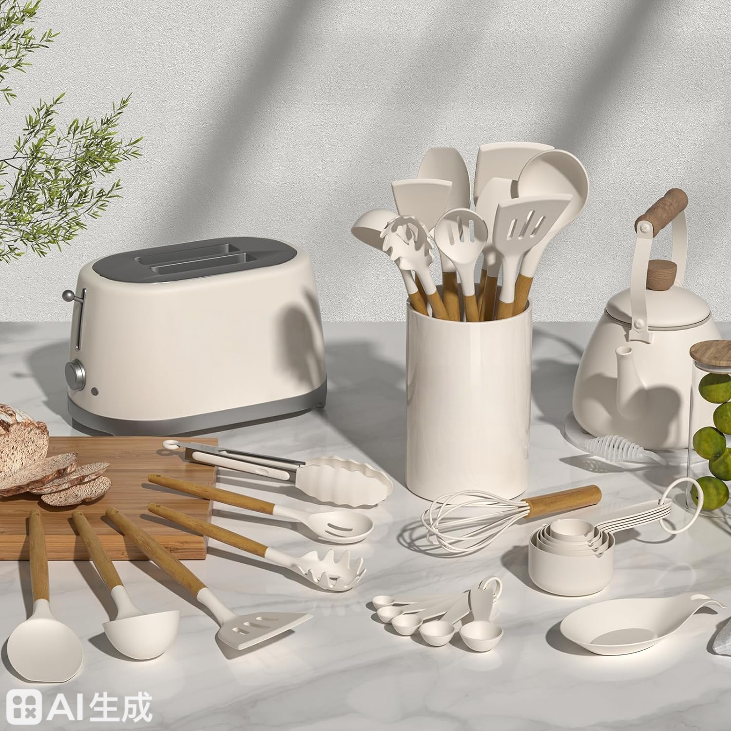 silicone kitchen utensil set with wooden handles, non stick cooking tools with utensil holder silicone kitchen utensil set with wooden handles, non stick cooking tools with utensil holder