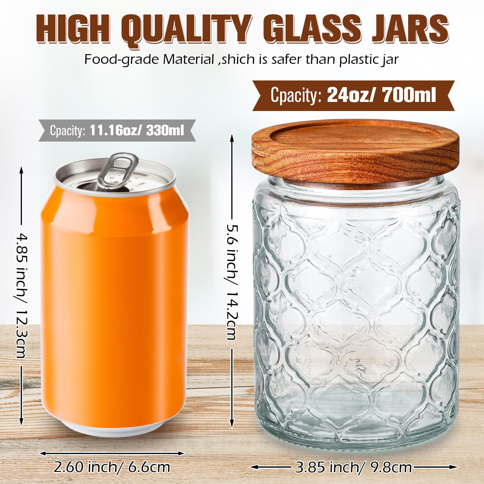 vintage embossed glass storage jars with airtight acacia bamboo lids, set of 6 food storage containers for kitchen pantry vintage embossed glass storage jars with airtight acacia bamboo lids, set of 6 food storage containers for kitchen pantry