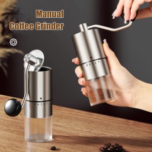 manual coffee grinder with adjustable settings, stainless steel hand crank coffee mill for fresh brew