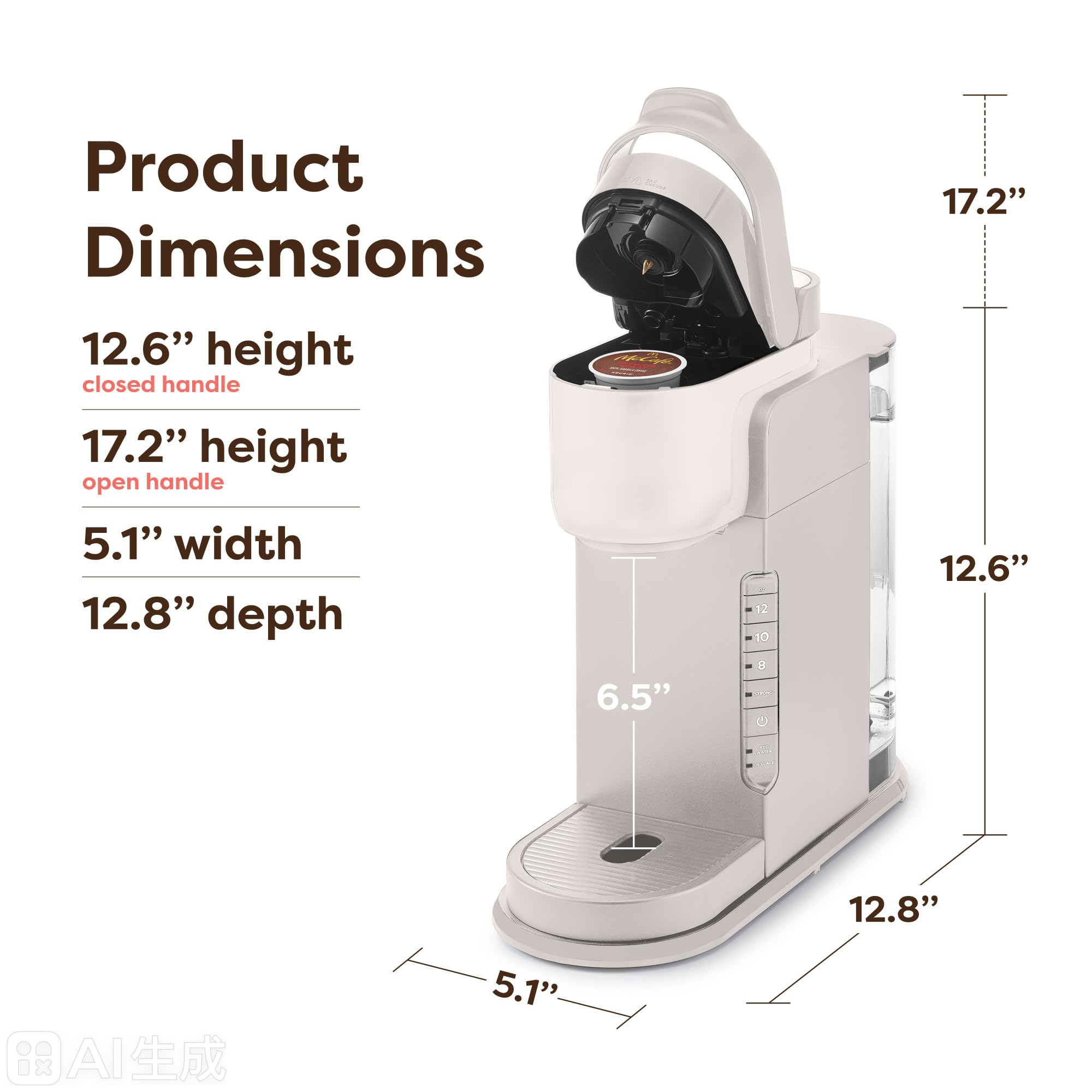 single serve coffee brewer for cup pods, fast brewing in rose gold, 5 cup sizes single serve coffee brewer for cup pods, fast brewing in rose gold, 5 cup sizes