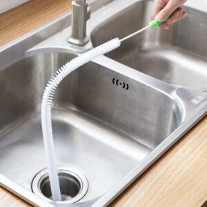 drain clog remover, flexible spiral pipe cleaner with nylon bristles for sink, shower, bathtub