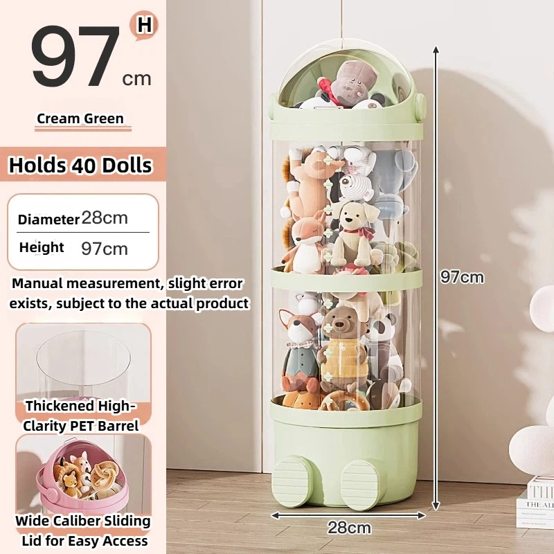 upgraded doll storage bin clear pet organizer with slide lid, multi layer compartment, cream pink upgraded doll storage bin clear pet organizer with slide lid, multi layer compartment, cream pink
