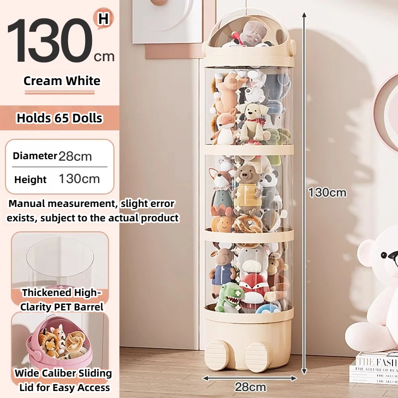 upgraded doll storage bin clear pet organizer with slide lid, multi layer compartment, cream pink upgraded doll storage bin clear pet organizer with slide lid, multi layer compartment, cream pink