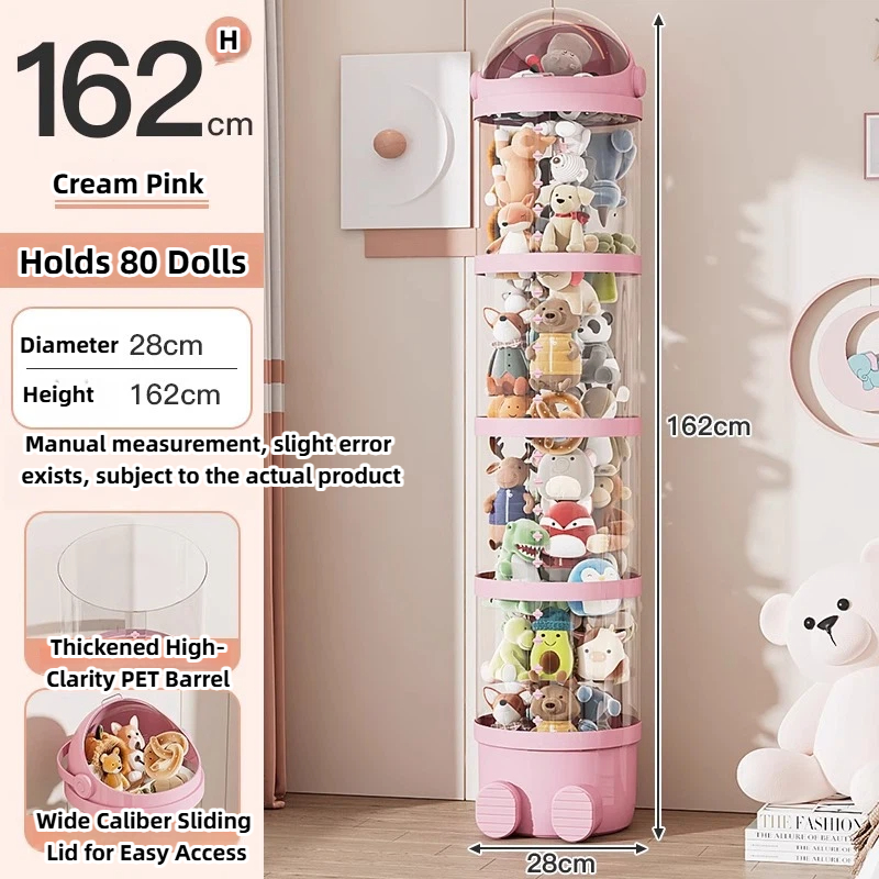 upgraded doll storage bin clear pet organizer with slide lid, multi layer compartment, cream pink upgraded doll storage bin clear pet organizer with slide lid, multi layer compartment, cream pink