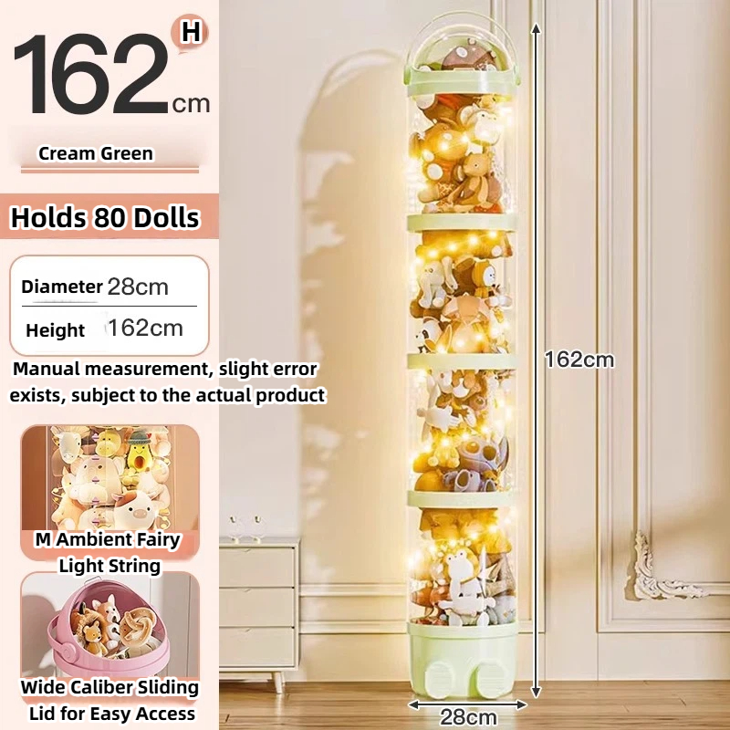 upgraded doll storage bin clear pet organizer with slide lid, multi layer compartment, cream pink upgraded doll storage bin clear pet organizer with slide lid, multi layer compartment, cream pink