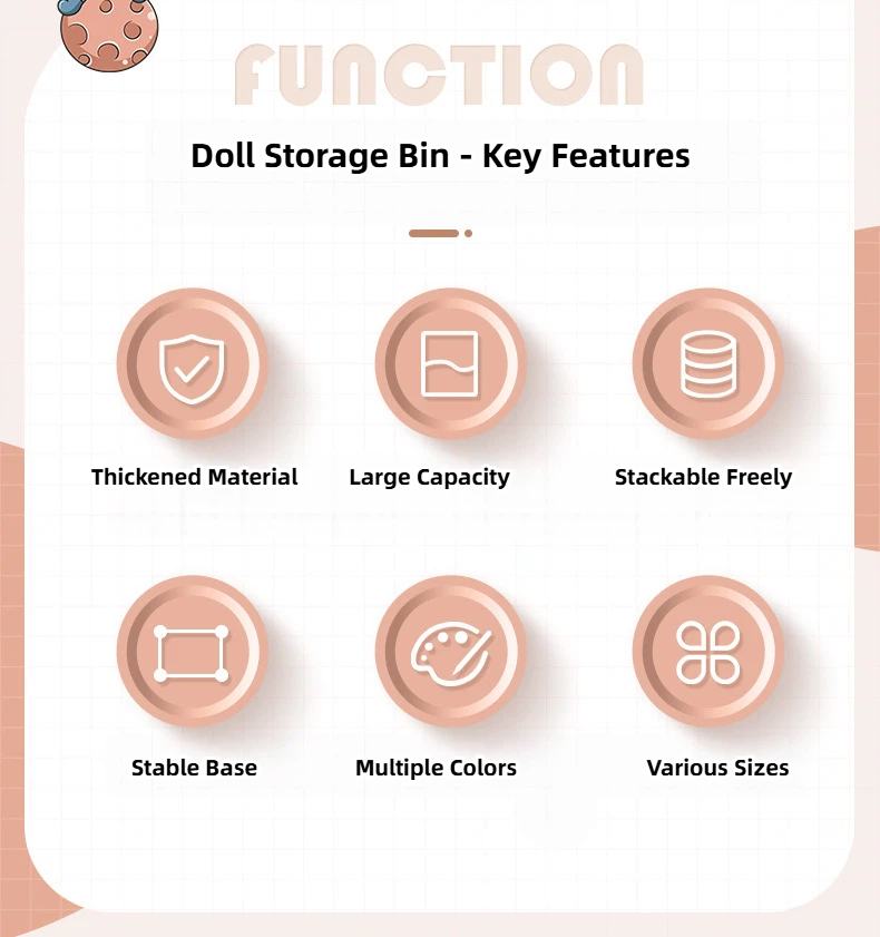 upgraded doll storage bin clear pet organizer with slide lid, multi layer compartment, cream pink upgraded doll storage bin clear pet organizer with slide lid, multi layer compartment, cream pink