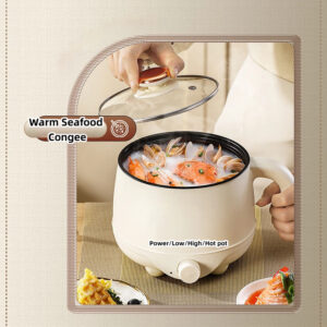 2.0l multifunctional electric cooking pot | non stick inner pot & steamer basket | 3 gear heat control for ramen, hot pot, stir fry & stew | compact kitchen cooker with 1.5m cord