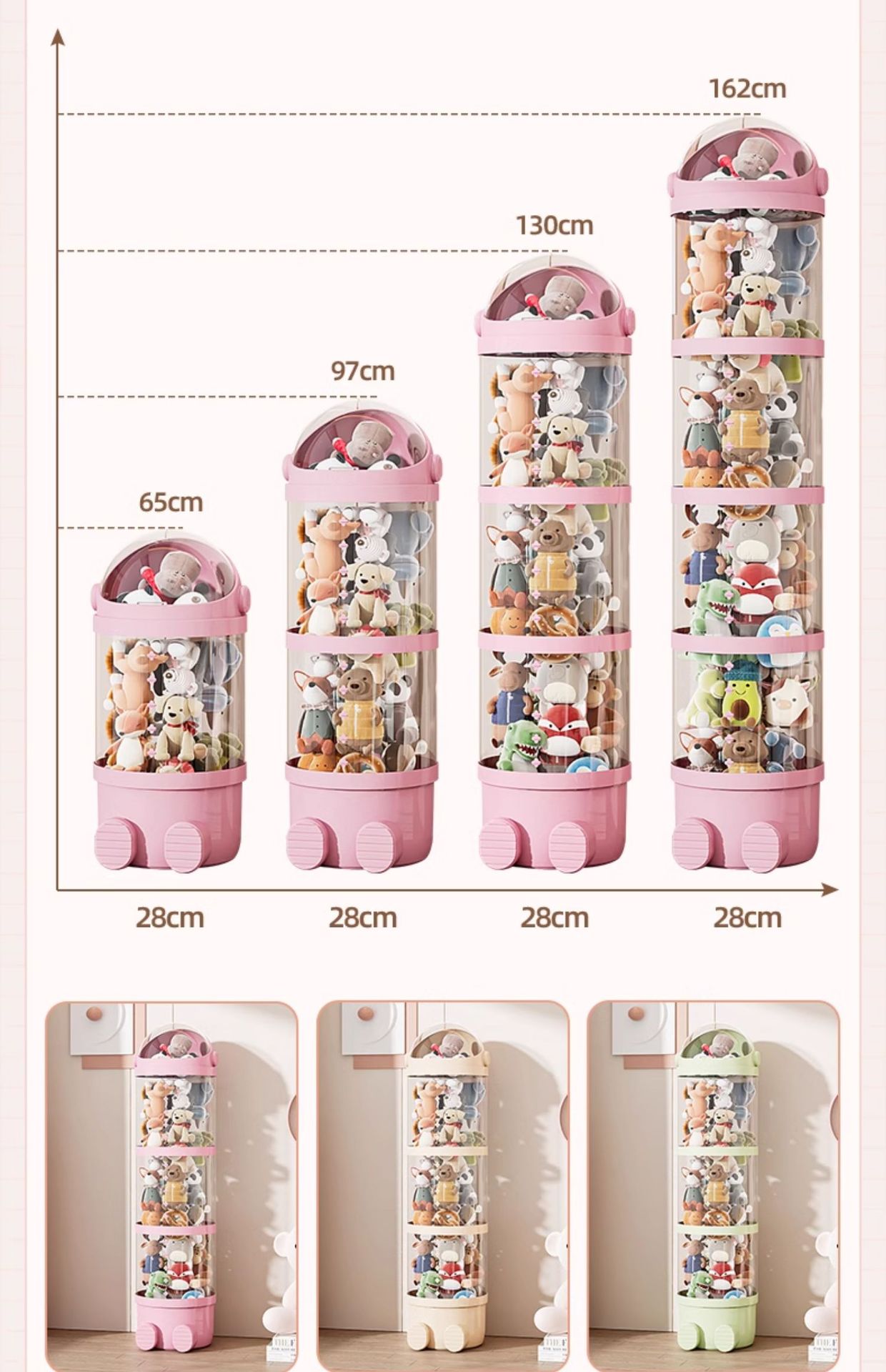 upgraded doll storage bin clear pet organizer with slide lid, multi layer compartment, cream pink upgraded doll storage bin clear pet organizer with slide lid, multi layer compartment, cream pink