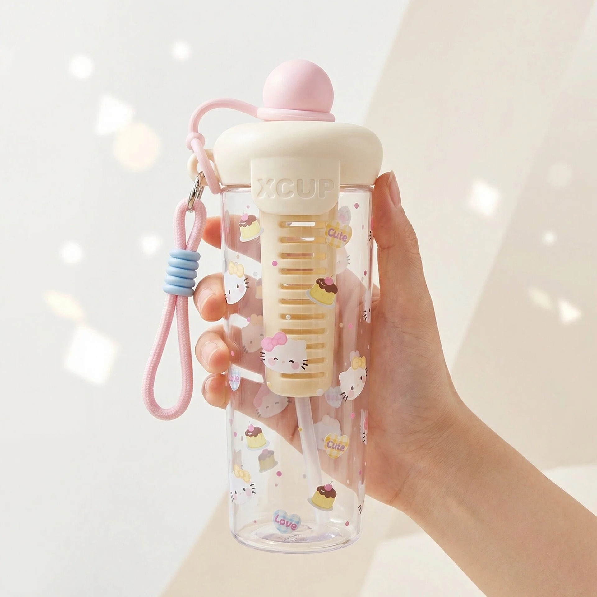 cute puppy water bottle with tea infuser, 500ml portable leakproof tritan bottle with straw & carry strap, bpa free reusable drinkware for school, office, travel, gift for girls kids cute puppy water bottle with tea infuser, 500ml portable leakproof tritan bottle with straw & carry strap, bpa free reusable drinkware for school, office, travel, gift for girls kids