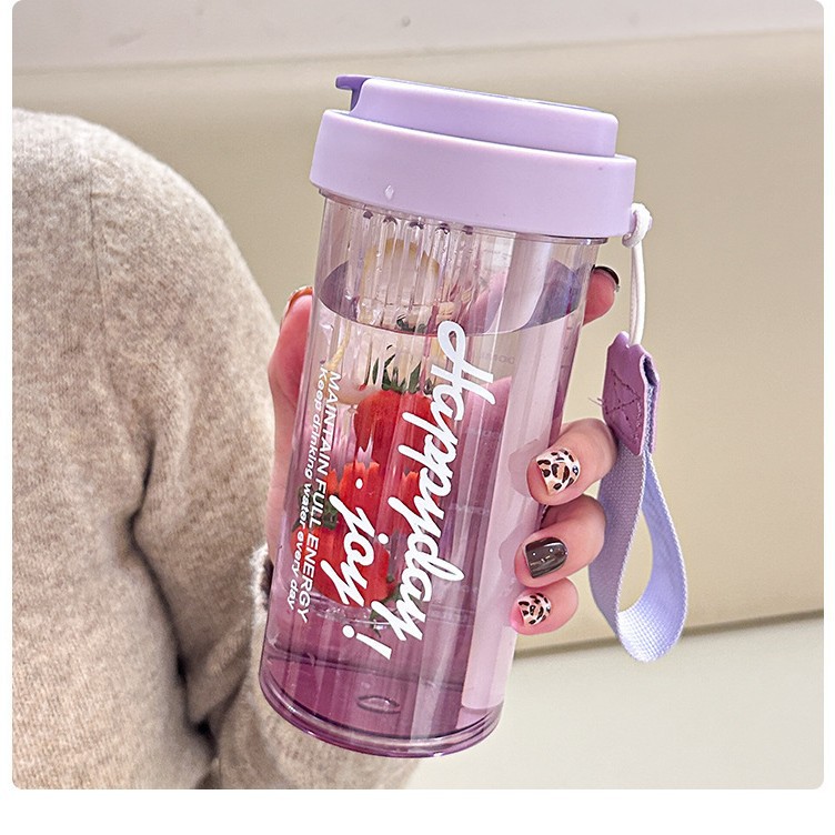 cute puppy water bottle with tea infuser, 500ml portable leakproof tritan bottle with straw & carry strap, bpa free reusable drinkware for school, office, travel, gift for girls kids cute puppy water bottle with tea infuser, 500ml portable leakproof tritan bottle with straw & carry strap, bpa free reusable drinkware for school, office, travel, gift for girls kids