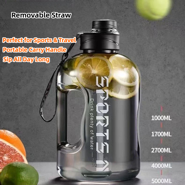large water bottle with time marker & handle, bpa free leakproof big sports water jug with straw, reusable half gallon water bottle for gym, fitness, outdoor, hiking large water bottle with time marker & handle, bpa free leakproof big sports water jug with straw, reusable half gallon water bottle for gym, fitness, outdoor, hiking